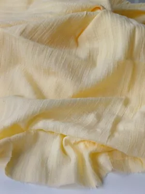 Crinkle Gauze Muslin Fabric Lightweight 100% Cotton * Yellow * 215cm X 130 Cm • £7.90