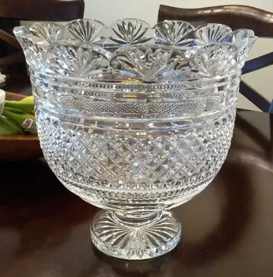 Rare Waterford MASTER CUTTER 10  Crystal TRIFLE BOWL CENTERPIECE Double Signed • $594.99