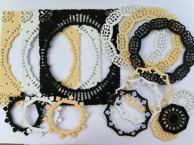 Die Cut Frames Lace Card Toppers Black Cream White Scrapbooking Oblong Circle • £2.50