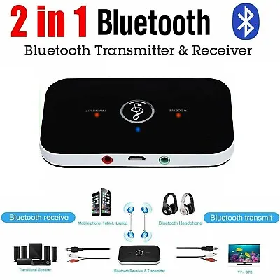 £6.89 • Buy Bluetooth Wireless Audio Transmitter Receiver HiFi Music Adapter AUX RCA 2 In 1