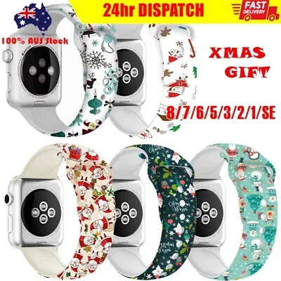 $11.99 • Buy For Apple Watch Strap Band Series SE 8 7 6 5 4 3 Silicone IWatch Band Christmas