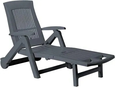 Sunlit Haven Sun Lounger With Wheels Anthracite Folding With Adjustable Backrest • £89.99