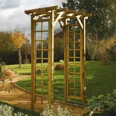 Rowlinson Square Top Garden Rose Arch With Trellis Heavy Duty Pressure Treated • £145