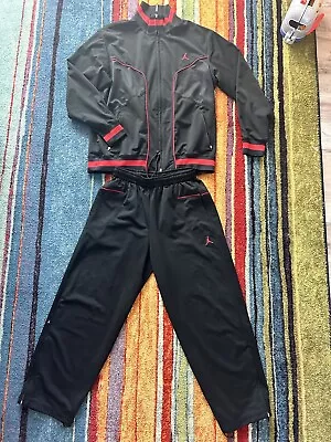 Vintage Air Jordan Track Suit Mens XL Black/Red Jacket Pants Sweatsuit Set • $150