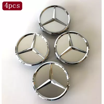 Set Of 4PC For Mercedes-Benz Silver/Chrome Wheel Center Hub Caps 75MM AMG WREATH • $14.56