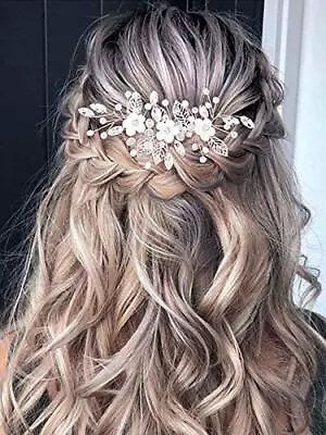 Vakkery Bride Flower Wedding Hair Vines Crystal Hair Piece Bridal Hair • £12.99