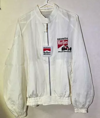 McLaren Honda Marlboro Formula 1 Racing Team Nylon Jacket Size L White Vintage • $349