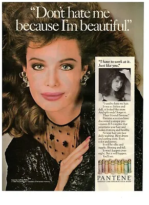 Pantene Hair Care Dont Hate Me Because Im Beautiful Vintage 1988 Print Ad • £9.10