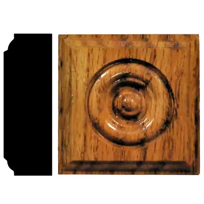 7/8 In. X 2-1/2 In. X 2-1/2 In. Oak Honey Oak Stained Rosette Block Moulding • $9.54