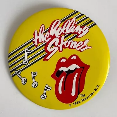 Vintage 1983 ROLLING STONES Tour Pin Licensed Button 3  Badge Lips Tongue Jagger • $12.95