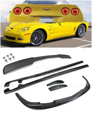 ZR1 Style Front Lip Side Skirts Rear Spoiler COMBO KIT For 05-13 Corvette C6 Z06 • $449.98