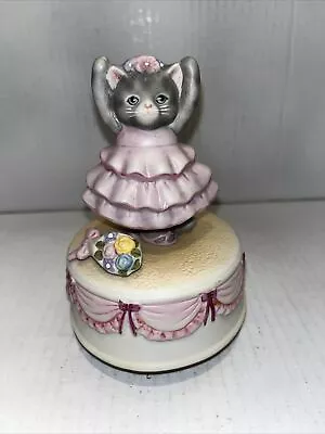 Kitty Cucumber Ballerina MUSIC BOX  Musical Figurine 1985 Works • $14.99