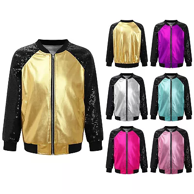 £6.99 • Buy Kids Girls Boys Shiny Sequins Jazz Hip Hop Street Dance Tops Coat Jacket Costume