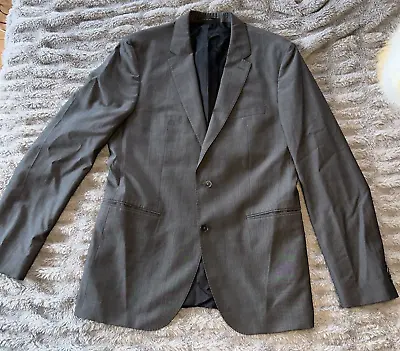 Hugo Boss Blazer Jacket Super 120 Mens 40L Italy Charcoal Gray Made In Turkey • $29.99