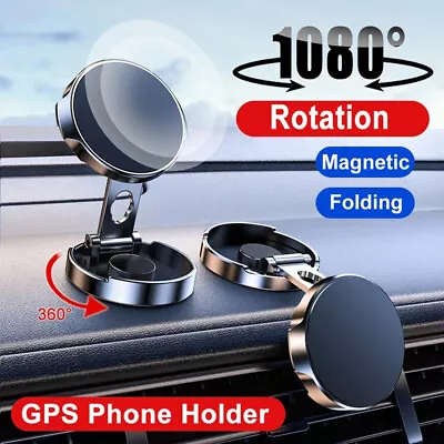 360° Rotation Magnetic Phone Holder Foldable Car Mount Stand Dashboard Universal • $8.99