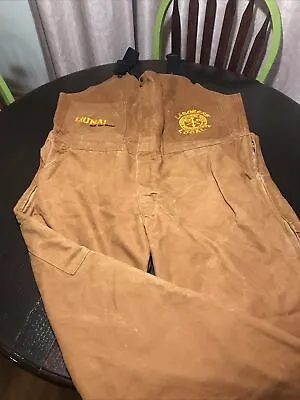 Mens Overalls Large Brown Carpenter Workwear Canvas Cotton Bib Coveralls Union • $35