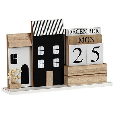 £25.14 • Buy Wooden Block Calendar Desktop Removable Calendar Wooden Perpetual Desk Calendar