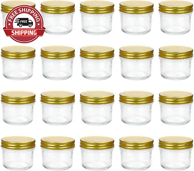 $31.63 • Buy 4 Oz Clear Glass Jars With Lids(Golden),Small Spice Jars For Herb,Jelly,Jams,Wid