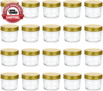 $31.63 • Buy 4 Oz Clear Glass Jars With Lids(Golden),Small Spice Jars For Herb,Jelly,Jams,Wid