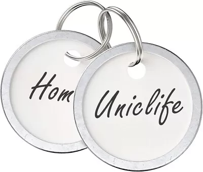 Uniclife Metal Rim Key Tags 1 Inch White Paper Labels Writable Round Plastic NEW • $10.93