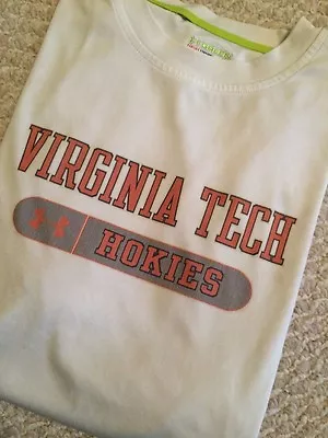 Under Armour Green Heatgear Loose Lt Gray Virginia Tech Hokies Jersey Shirt SZ S • $9.99