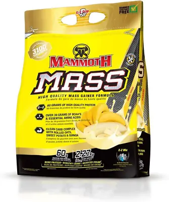 MAMMOTH MASS: Weight Gainer High Calorie Protein Powder Workout Banana 5 Lbs • $52.99