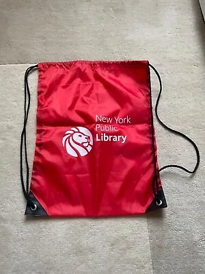 Backpack Red Black White NYPL New York Public Library Bag Drawstring • £11.58