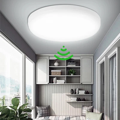 £11.90 • Buy LED Ceiling Light PIR Motion Sensor 24-36W Bathroom Kitchen Hallway Home Lamps