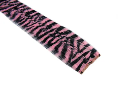 Clip-In 12  Hair Extensions Baby Pink Zebra Tiger Print Emo Scene Extension  • £4.99