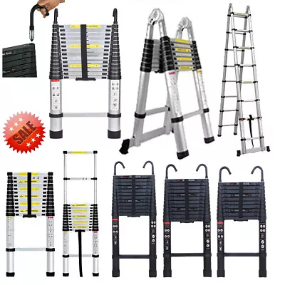 8.5-20.3Ft Aluminum Folding Telescopic Extension Ladder Heavy Multi Purpose Step • $64.80