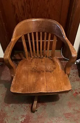 20th C Antique Arts & Crafts Oak Swivel Office / Desk Chair • $99