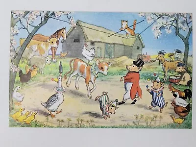 VINTAGE Postcard MOLLY BRETT/ MEDICI  THE FARMYARD CIRCUS  Anthropomorphic • $4.50