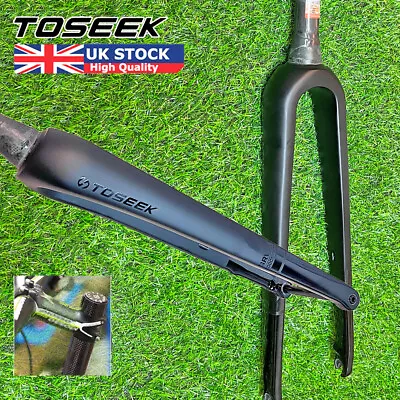 TOSEEK 700C Carbon Fiber Gravel Road Bike Tapered Fork Disc Brake QR/100*12mm UK • £106