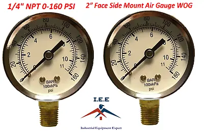 $12.49 • Buy 2 Air Compressor Pressure/Hydraulic Gauge 2  Face Side Mount 1/4  NPT 0-160 PSI