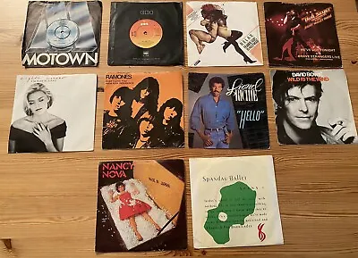 10 45rpm 7” Records. Variety Of Artists. Commodores Dylan Ramones Bowie +++++ • £10