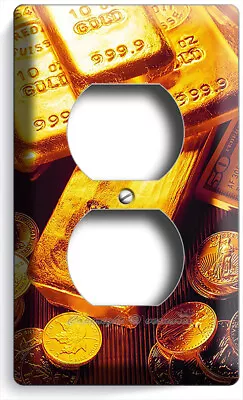 Money Gold Bars Coins Abundance Wealth Light Switch Outlet Wall Plate Room Decor • $17.99