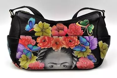 $109.99 • Buy New Anuschka Hand Painted Leather Twin-Top Hobo Purse - Frida Kahlo