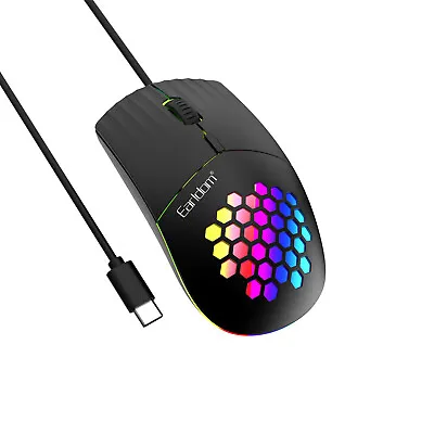 1600 DPI RGB Glowing Lights Type-C Wired Gaming Mouse For PC MacBook Laptop • £3.89