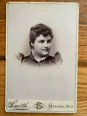 Antique Cabinet Card Photo Pretty Victorian Woman Marshall Michigan • $8.95