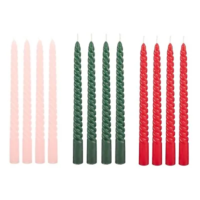 £8.90 • Buy 4 Tall Swirl  Twisted Dinner Table Candles Church Home Wedding Decor Green Red