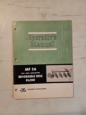 Vintage Massey Ferguson Operator's Manual MF 56 Reversible Disc Plow  • $13.45