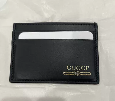 New Authentic Gucci Bottom Logo Leather Wallet Card Holder Black Unisex $380 • $0.99