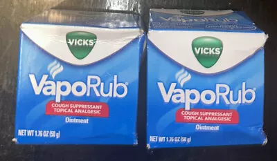 2 Pack Vicks VapoRub Ointment Cough Suppressant Net Wt 1.76 Oz Each Exp: 01/2025 • $11