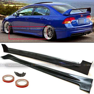 Fit 06-11 Civic 4Dr Sedan Unpainted Polyurethane Mugen Style Side Skirt Bodykit • $103.99