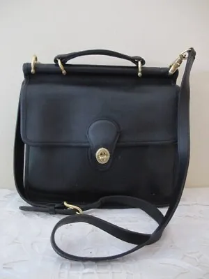 Vintage COACH Willis Black Leather CrossBody Flap Handbag B82 9927 VGC • $139