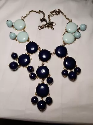 J. CREW Bauble Statement Necklace Navy Blue & Sky-Blue Bubble Beads • $15