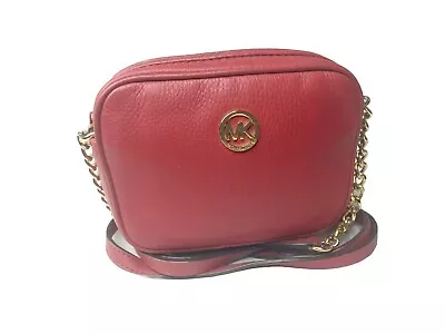 Michael. Kors Fulton SMALL Leather Crossbody Bag Red 35T5GFTC2L • $39