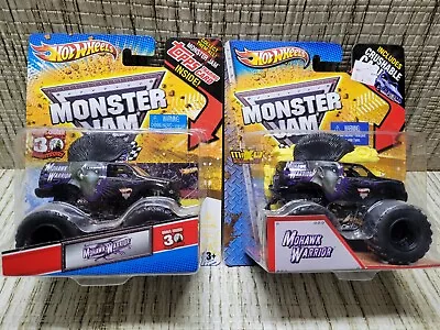 Hot Wheels LOT OF 2  MOHAWK WARRIOR Monster Jam Truck CRUSHABLE CAR TOPPS CARD • $27