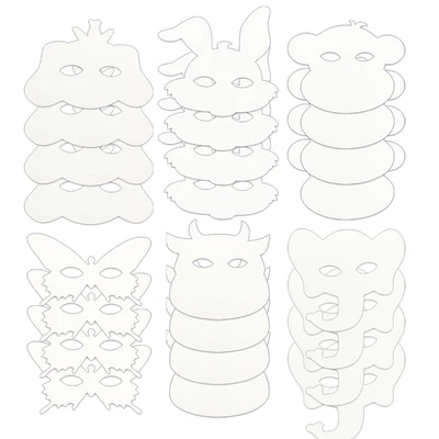 £2.99 • Buy 24pk Kids Animal Masks | Make Your Own Card Face Party Kit Arts Crafts Children