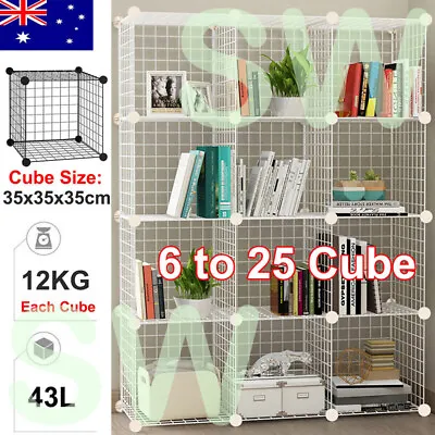 6 To 25 Cubes DIY Wire Storage Shelves Cabinet Metal Display Shelf Toy Book Rack • $130.99